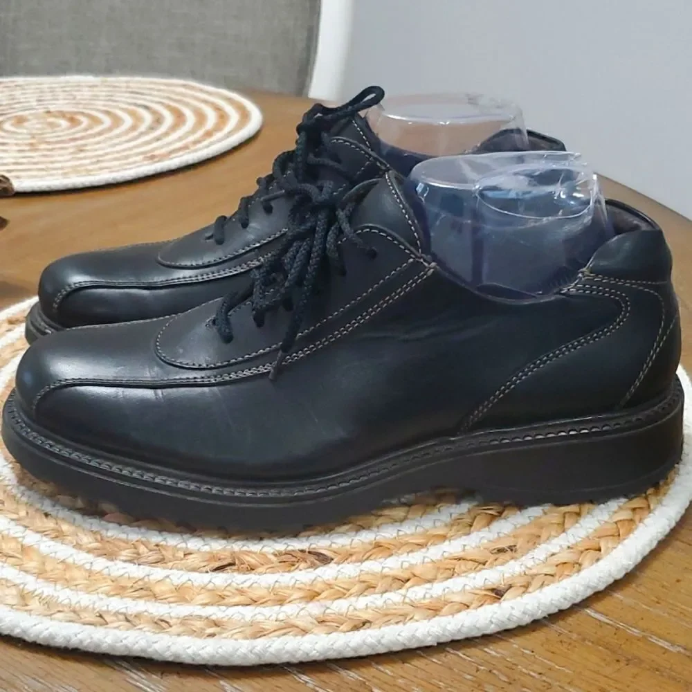 BASS Messanger Black Leather Lace-up Casual Shoes, Nwot 7.5